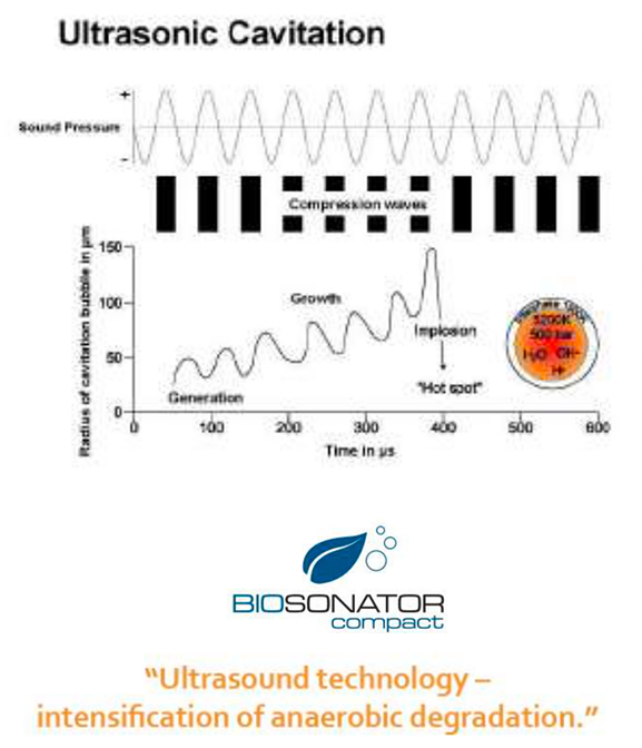 Ultrasonic cavitation diagram with BIOSONATOR compact